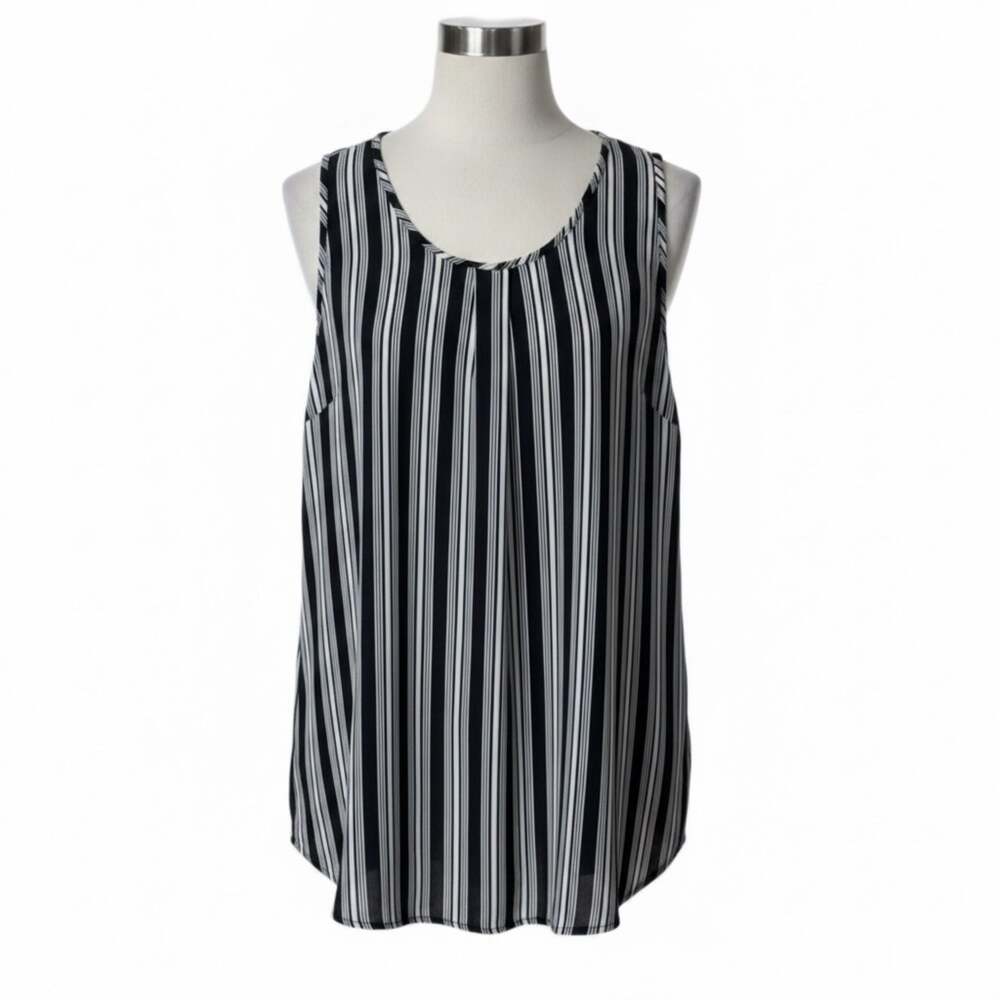 Violet + Claire Womens Sleeveless Striped Keyhole Blouse Size L